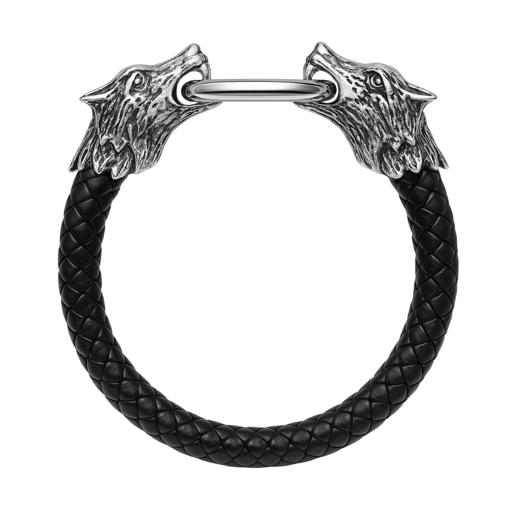 PULSERA LOBOS CUERO